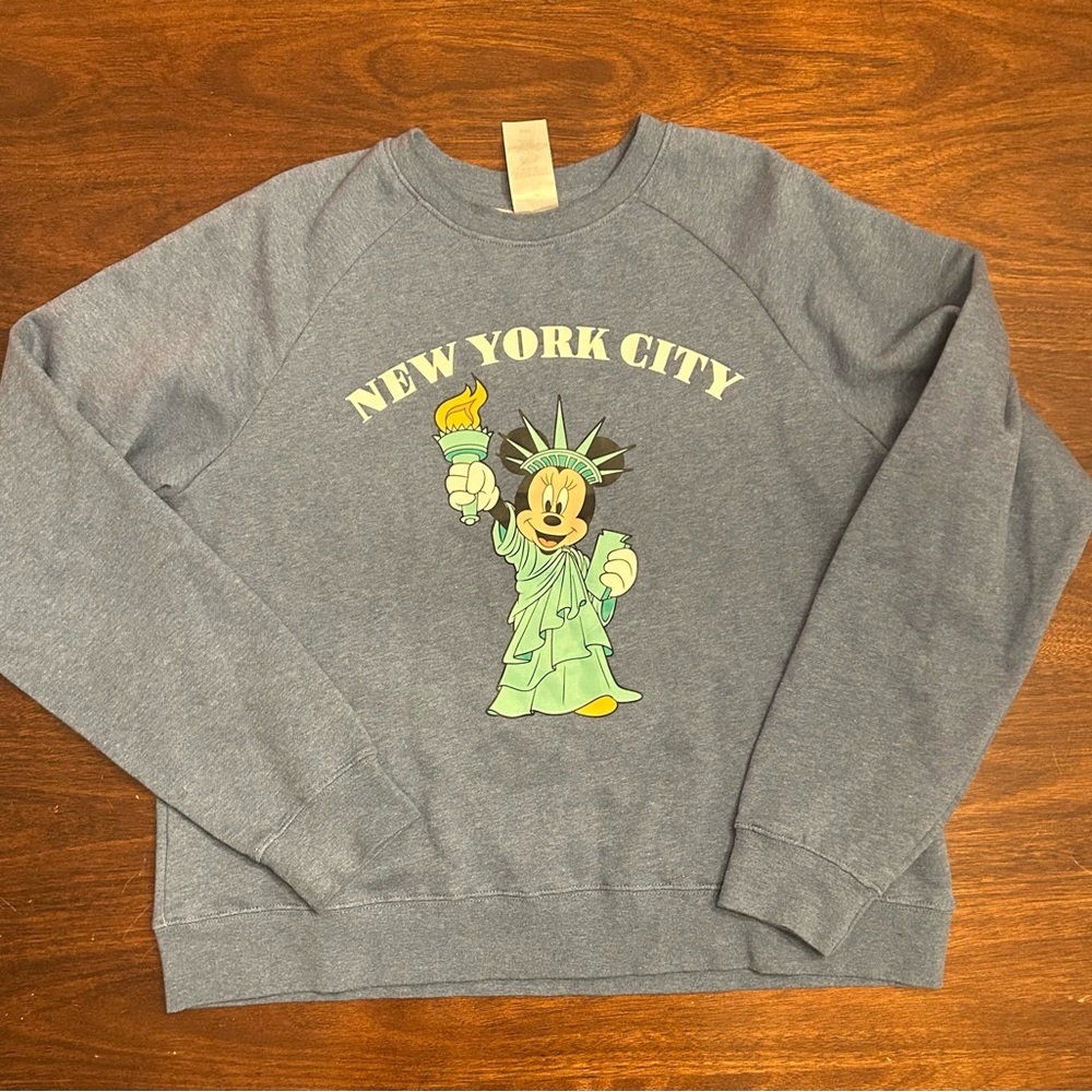 Disney Gray New York City Graphic Crewneck Sweater